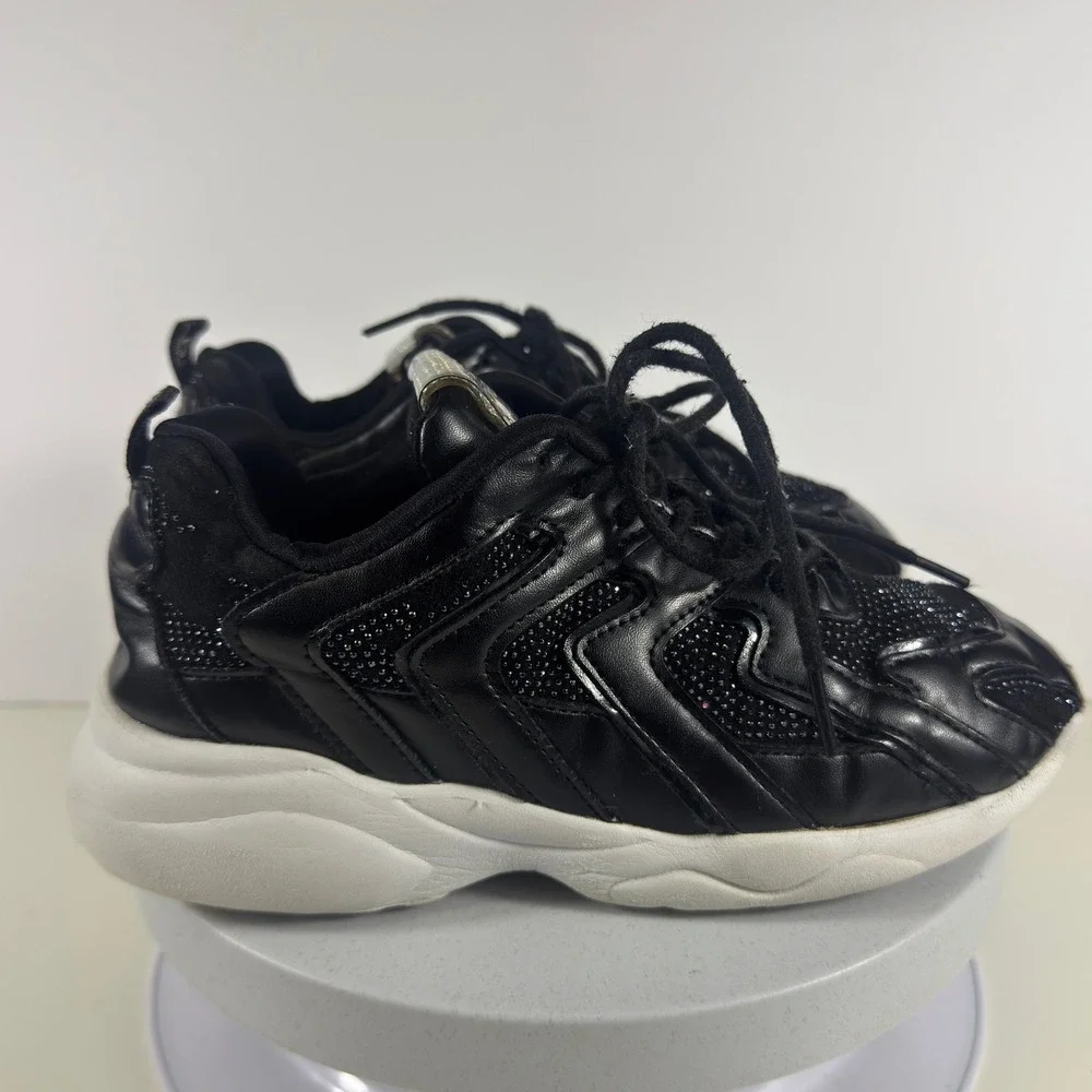 Bebe Girls Chunky Sneakers Black Studded Platform Lace Up Casual Size 4 Shoes‎